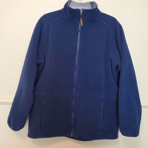 L.L.Bean Women's Navy Blue Fleece Full Zip Jacket Coat LG REG Warm Outdoor